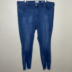 WILLIAM RAST Sculpt High Rise Jeans Split Raw Hem Stretchy Medium Wash 5 Pocket